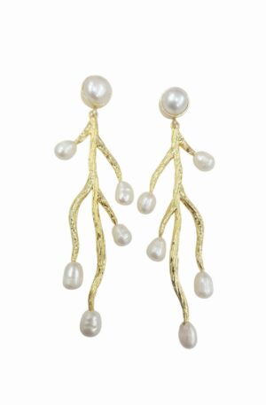 Orecchini  realizzati con ottone e perle di fiume 
lunghezza 9cm
peso 11.4gr Spedizione Gratuita