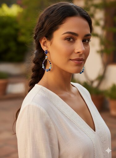 Earrings made with cat's eye, crystals and hematite, various shades of blue. Length 7.5 cm. Weight 9.6 g. Free shipping Orecchini realizzati con occhio di gatto, cristalli ed ematite, varie tonalità di azzurroLunghezza 7.5cmPeso 9.6 gr Spedizione Gratuita