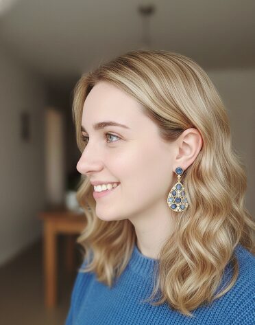 Orecchini  realizzati connpietre in apatite e zirconi su base in ottone. Perno druzy con ago e farfalla 
lunghezza 5.5cm
peso 11.2gr Spedizione Gratuita