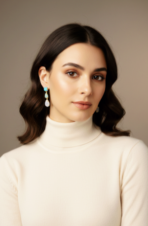 Orecchini  realizzati con turchese, amazzonite e pietra di luna su base in ottonelunghezza 5cmpeso 5.8gr Spedizione Gratuita