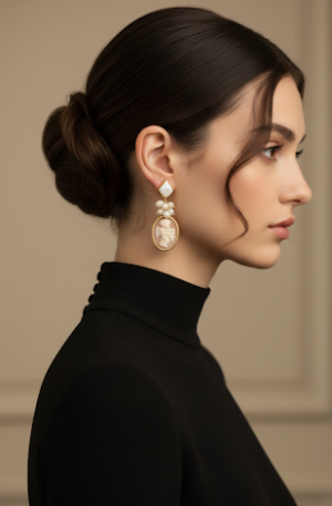 Orecchini realizzati con angioletto su cammeo e perle di fiume irregolarilunghezza 5.5cmpeso 7.8gr Spedizione Gratuita