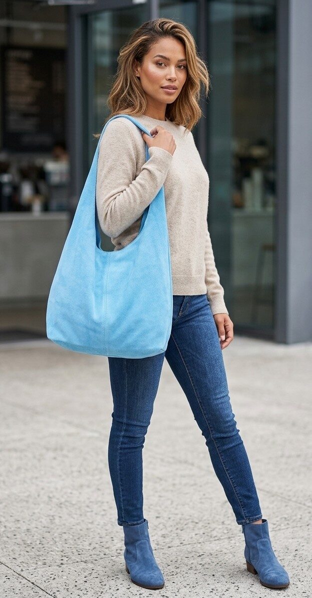 Sacche in camoscio, made Italy, chiusura con zip, interno nudo. Misure H35 B15 L42 ampiezza braccio 42cm Spedizione Gratuita