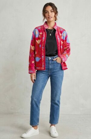 Giacca ricamata  aperta con colletto alla coreana 100% cotone 
taglia unica vestibilità comoda Spedizione Gratuita