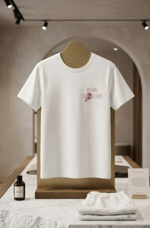 T shirt manica corta con scritta ricamata “mi hai scocciata” taglia unica, vestibilità morbida.composizione 95% cotone 5% elastame Spedizione Gratuita