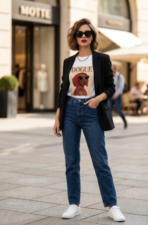 T- shirt manica corta in cotone “dogue” stampa con strass,taglia unica vestibilità morbida Spedizione Gratuita T- shirt manica corta in cotone “dogue” stampa con strass,taglia unica vestibilità morbida Spedizione Gratuita