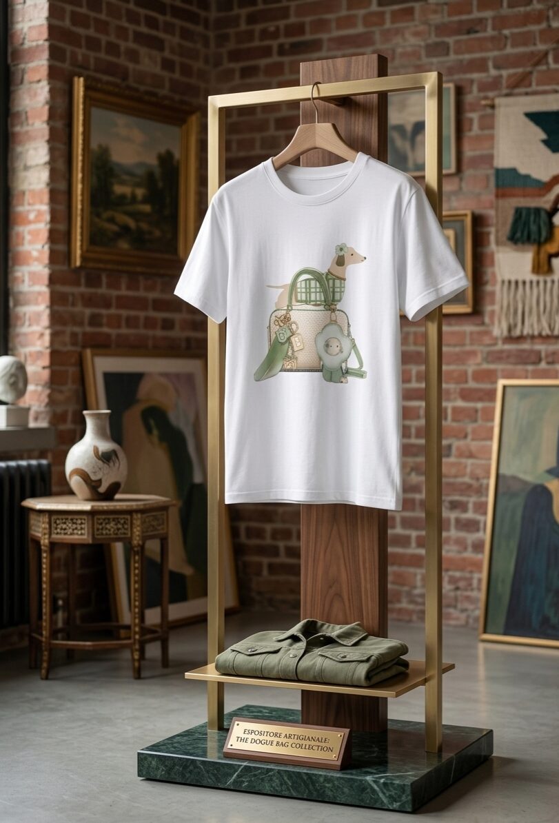 T- shirt manica corta in cotone stampa “dog and bag”con strass,taglia unica vestibilità morbida Spedizione Gratuita T- shirt manica corta in cotone stampa “dog and bag”con strass,taglia unica vestibilità morbida Spedizione Gratuita