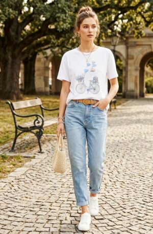 T- shirt manica corta in cotone stampa con strass,taglia unica vestibilità morbida Spedizione Gratuita T- shirt manica corta in cotone stampa con strass,taglia unica vestibilità morbida Spedizione Gratuita