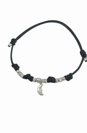 Bracciale modello dodo regolabile,unisex, realizzato con tessuto nero lavabile,dadini e ciondolo luna in argento925 Spedizione Gratuita Bracciale modello dodo regolabile,unisex, realizzato con tessuto nero lavabile,dadini e ciondolo luna in argento925 Spedizione Gratuita
