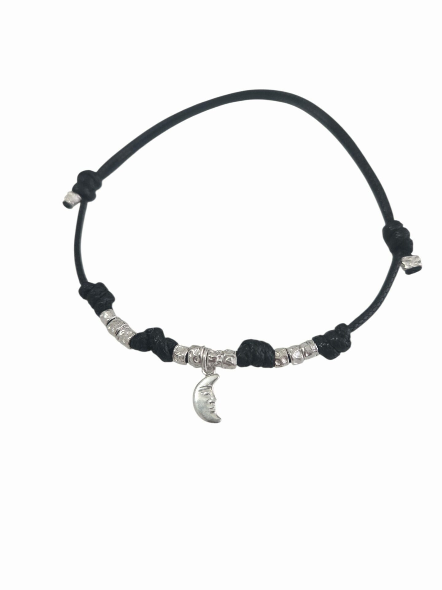 Bracciale modello dodo regolabile,unisex, realizzato con tessuto nero lavabile,dadini e ciondolo luna in argento925 Spedizione Gratuita Bracciale modello dodo regolabile,unisex, realizzato con tessuto nero lavabile,dadini e ciondolo luna in argento925 Spedizione Gratuita