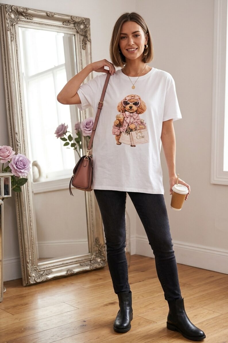 T- shirt manica corta in cotone stampata con strass,taglia unica vestibilità morbida Spedizione Gratuita T- shirt manica corta in cotone stampata con strass,taglia unica vestibilità morbida Spedizione Gratuita