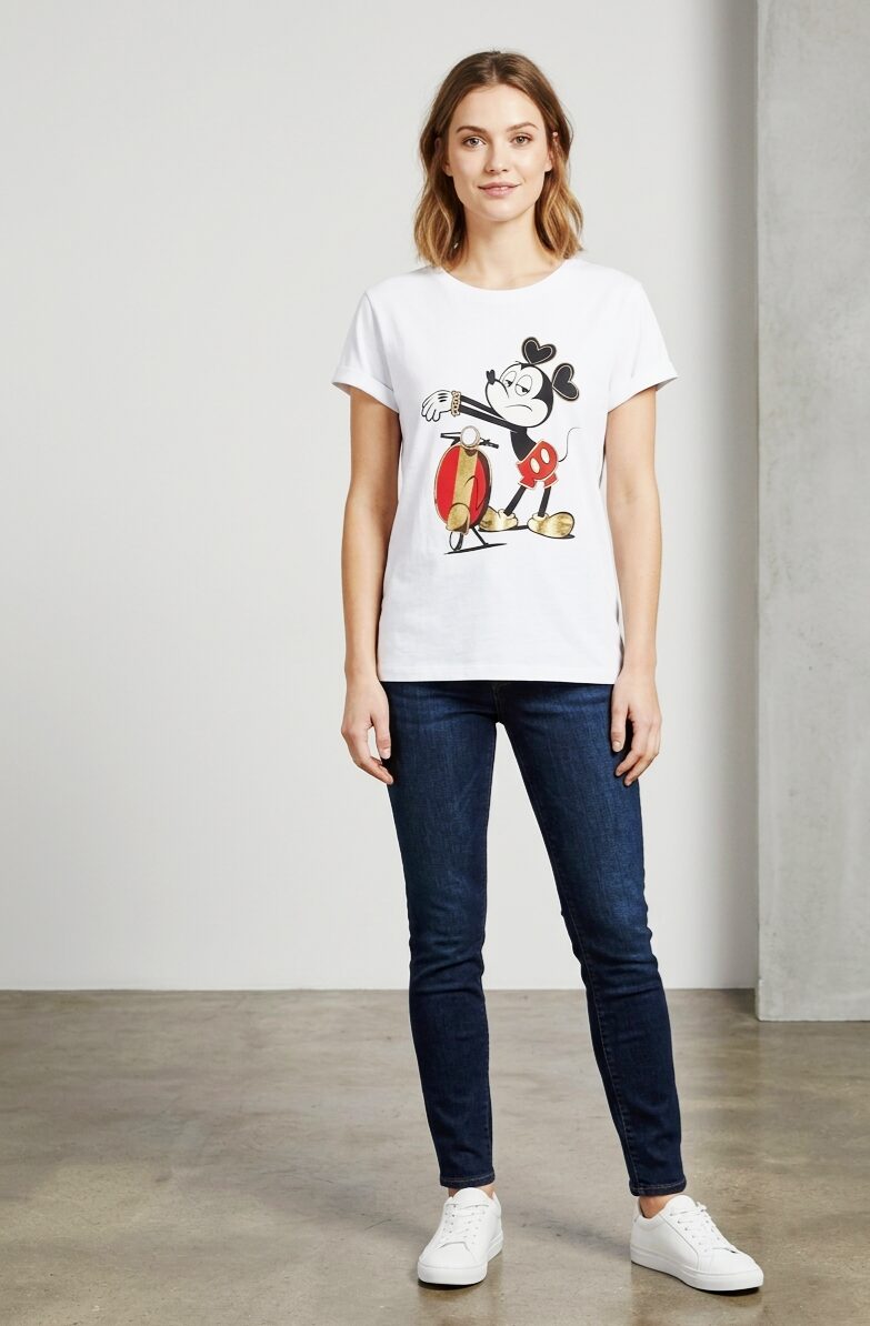 T- shirt manica corta in cotone stampa mickey mouse,taglia unica vestibilità morbida Spedizione Gratuita