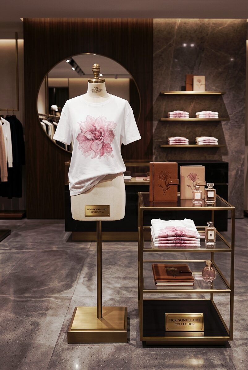 T- shirt manica corta in cotone stampa fiore rosq con strass,taglia unica vestibilità morbida Spedizione Gratuita