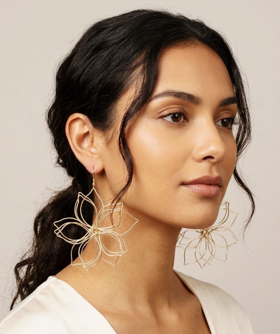 Orecchini fiore doppio grande realizzati in acciaio dorato, leggeri con monachella.
peso 8.8gr
lunghezza 9.5cm Spedizione Gratuita