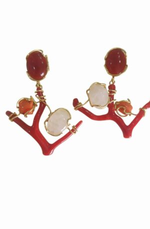 Orecchini realizzati con corallo e quarzo rosa montato su argento925 placcato oro
lunghezza 5cm
peso 7.8gr Spedizione Gratuita