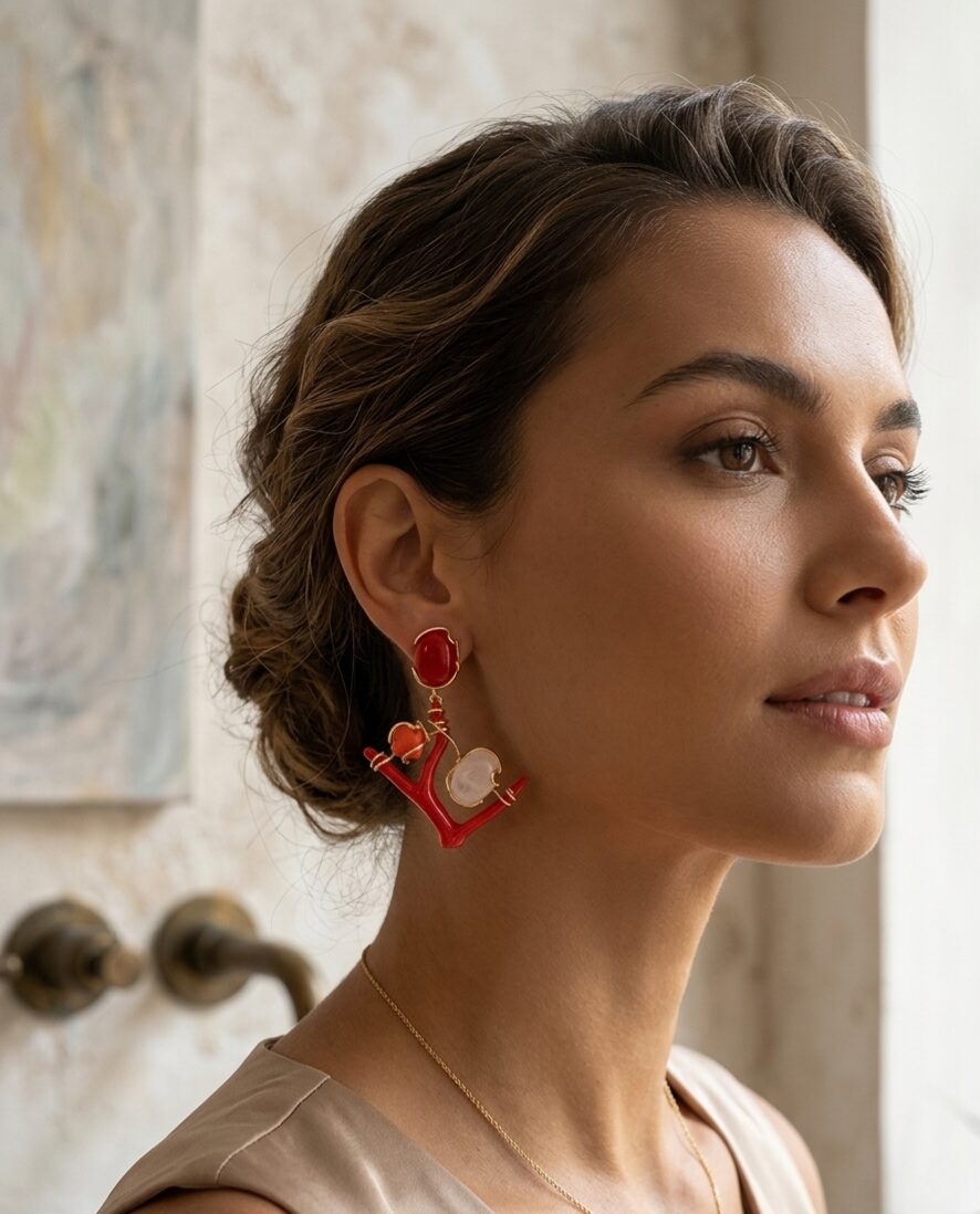 Orecchini realizzati con corallo e quarzo rosa montato su argento925 placcato oro
lunghezza 5cm
peso 7.8gr Spedizione Gratuita