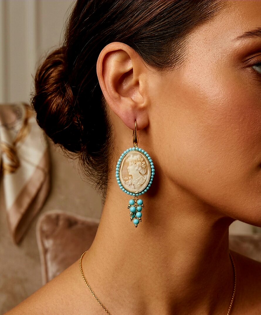 Orecchini realizzati con cammeo di Torre del Greco,pasta di turchese ed ematite. Monachella in argento925 placcata oro
lunghezza 8cm
peso 5.7gr Spedizione Gratuita Orecchini realizzati con cammeo di Torre del Greco,pasta di turchese ed ematite. Monachella in argento925 placcata oro
lunghezza 8cm
peso 5.7gr Spedizione Gratuita