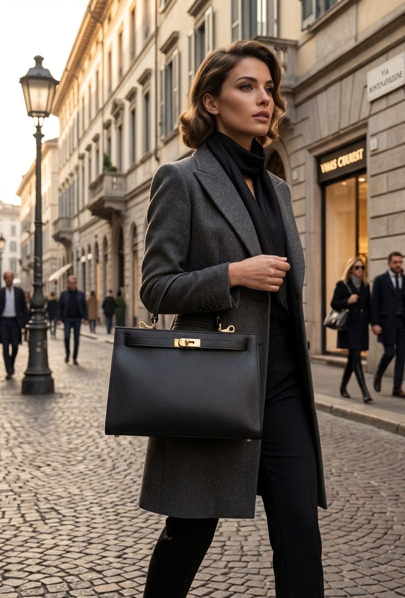 Borsa in vera pelle,made Italy, dotata di tracolla,interno scomparto unico con tasca con zip laterale. chiusura dorata modello hermes. colore nero
misure L33 B13 H23 Spedizione Gratuita