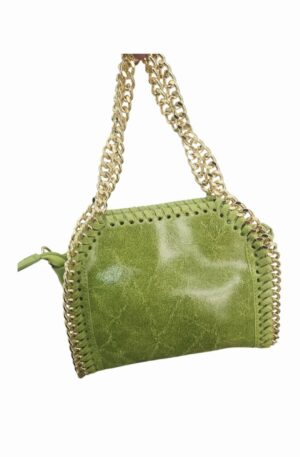 Borsa in vera pelle,made italy.Profili con catena oro; doppi manici e tracolla removibile a catena. Internamente foderata la borsa ha una taschina con cerniera. Chiusura con cerniera. Lunghezza: 22,5 cm Altezza 20 cm Profondità: 7 cmcolore verde pistacchiomodello stella McCartey Spedizione Gratuita