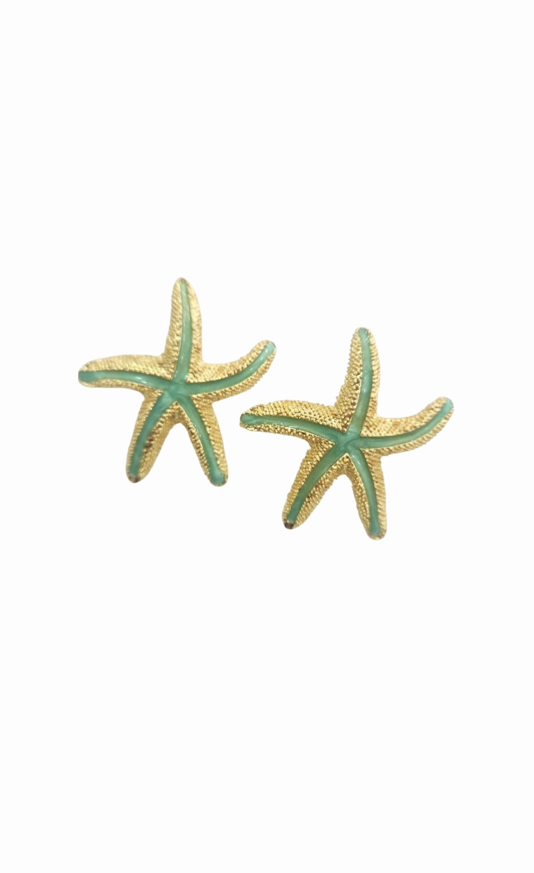 Orecchini lobo stelle marine in ottone con centrale smaltato verde acqua 
peso 8gr
lunghezza 3 cm Spedizione Gratuita