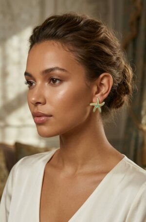 Orecchini lobo stelle marine in ottone con centrale smaltato verde acqua 
peso 8gr
lunghezza 3 cm Spedizione Gratuita