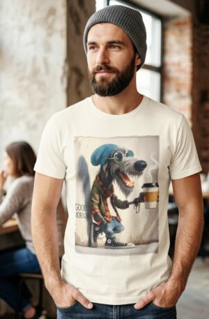 T-shirt Uomo in cotone con stampa Lupo , simpatica e briosa.Taglia L Spedizione Gratuita