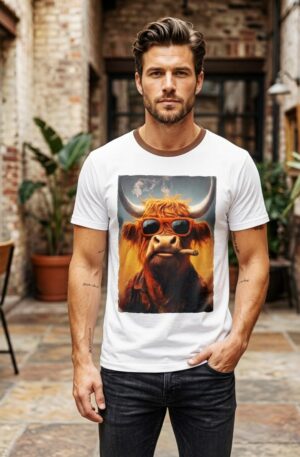 T-shirt Uomo in cotone con stampa Toro , simpatica e briosa.Taglia L Spedizione Gratuita