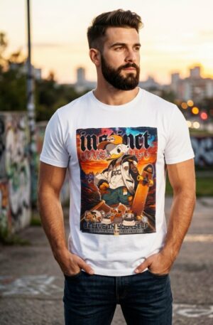 T-shirt Uomo in cotone con stampa Papero , simpatica e briosa.Taglia M Spedizione Gratuita