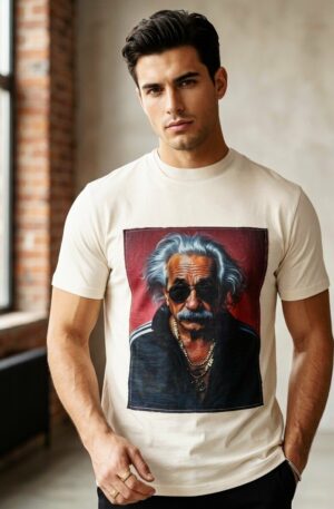 T-shirt Uomo in cotone con stampa Einstein, simpatica e briosa.Taglia S Spedizione Gratuita