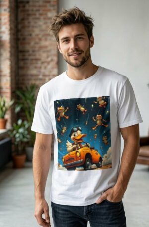 T-shirt Uomo in cotone con stampa Papero , simpatica e briosa.Taglia M Spedizione Gratuita