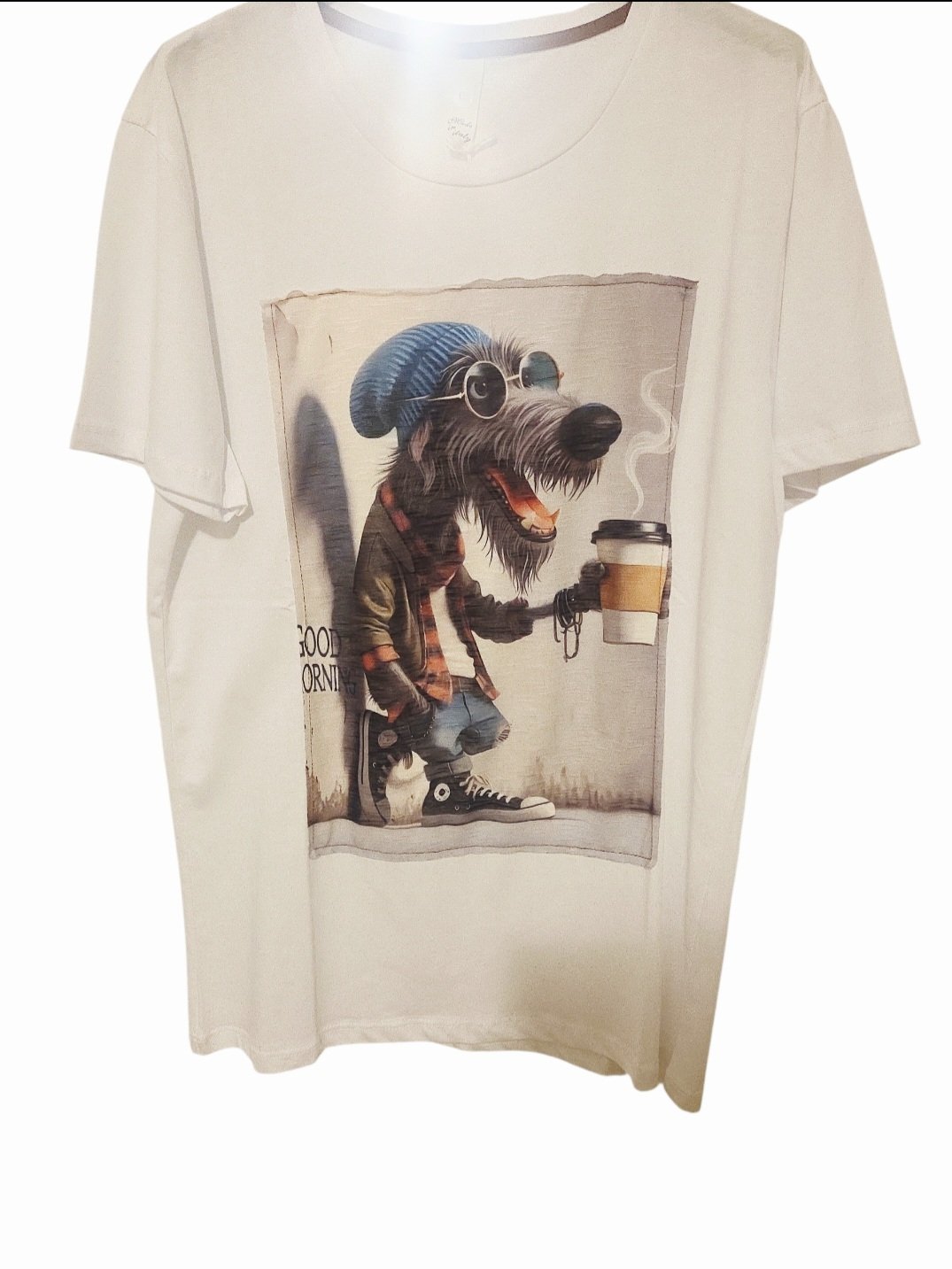T-shirt Uomo in cotone con stampa Lupo , simpatica e briosa.Taglia L Spedizione Gratuita