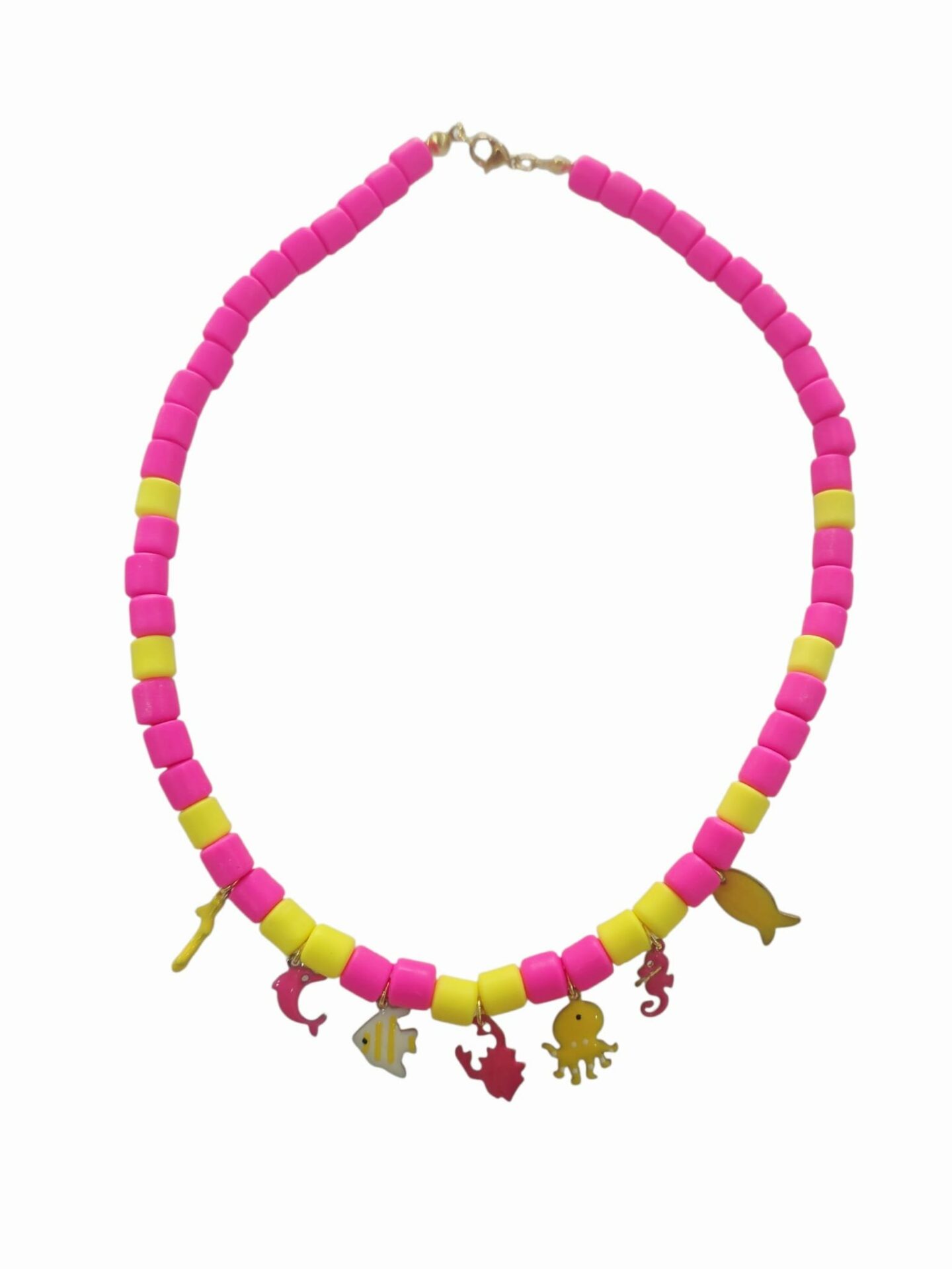 Collane girocollo estive realizzate con gomme e charms smaltati marini
Lunghezza 38cm Spedizione Gratuita