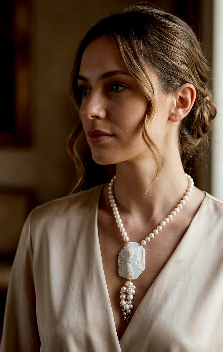 Collana girocollo regolabile realizzata con perle di fiume e cammeo con volto scolpito.
lunghezza collana 53cm
lunghezza ciondolo 13cm Spedizione Gratuita Collana girocollo regolabile realizzata con perle di fiume e cammeo con volto scolpito.
lunghezza collana 53cm
lunghezza ciondolo 13cm Spedizione Gratuita