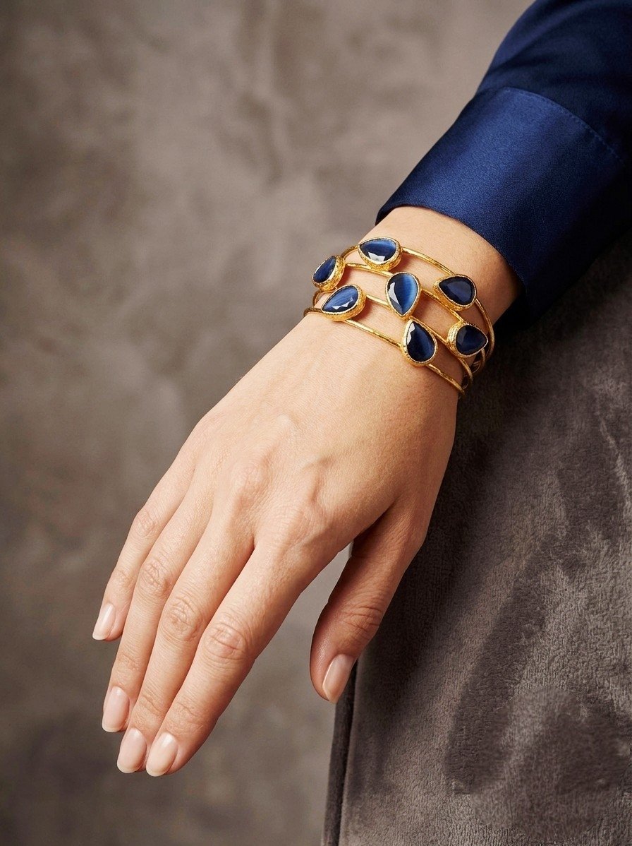 Bracciale ad incastro realizzato in ottone con occhio di gatto incastonato blu e carta da zucchero Spedizione Gratuita Bracciale ad incastro realizzato in ottone con occhio di gatto incastonato blu e carta da zucchero Spedizione Gratuita