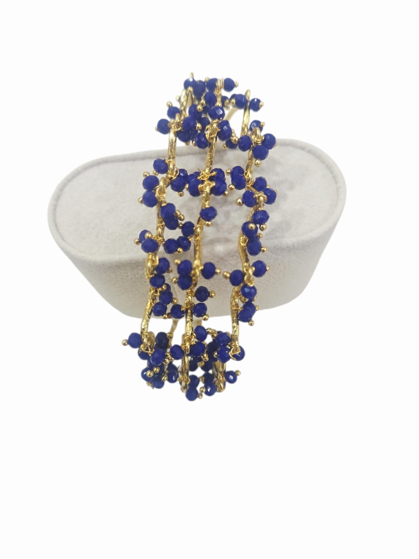 Bracciale in ottone ad incastro con quarzi blu elettrico Spedizione Gratuita