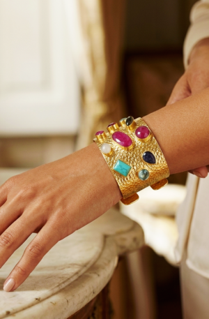 Bracciale ad incastro realizzato in ottone lavorato con pietre miste naturali incastonate Spedizione Gratuita
