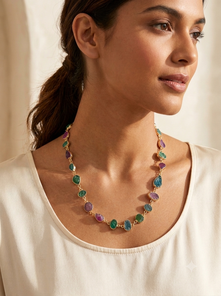 Collana realizzata con druzy multicolore in varie forme su base in ottone
lunghezza 68cm Spedizione Gratuita Collana realizzata con druzy multicolore in varie forme su base in ottone
lunghezza 68cm Spedizione Gratuita