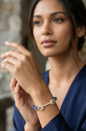 Bracciale elasticizzato realizzato con lapislazzuli,dischetti e centrale con zirconi bianchi su base dorata Spedizione Gratuita Bracciale elasticizzato realizzato con lapislazzuli,dischetti e centrale con zirconi bianchi su base dorata Spedizione Gratuita