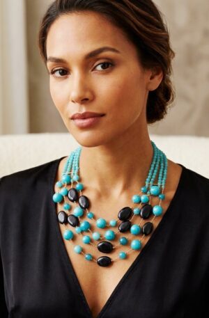 Collana girocollo realizzata con ossidiana,agata e giada
lunghezza 51cm Spedizione Gratuita