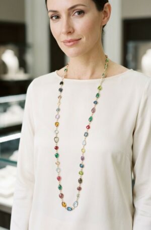 Collana lunga realizzata con quarzi multicolore contornati da ottone in varie forme possibilità di farla doppio giro.
lunghezza 1m Spedizione Gratuita Collana lunga realizzata con quarzi multicolore contornati da ottone in varie forme possibilità di farla doppio giro.
lunghezza 1m Spedizione Gratuita