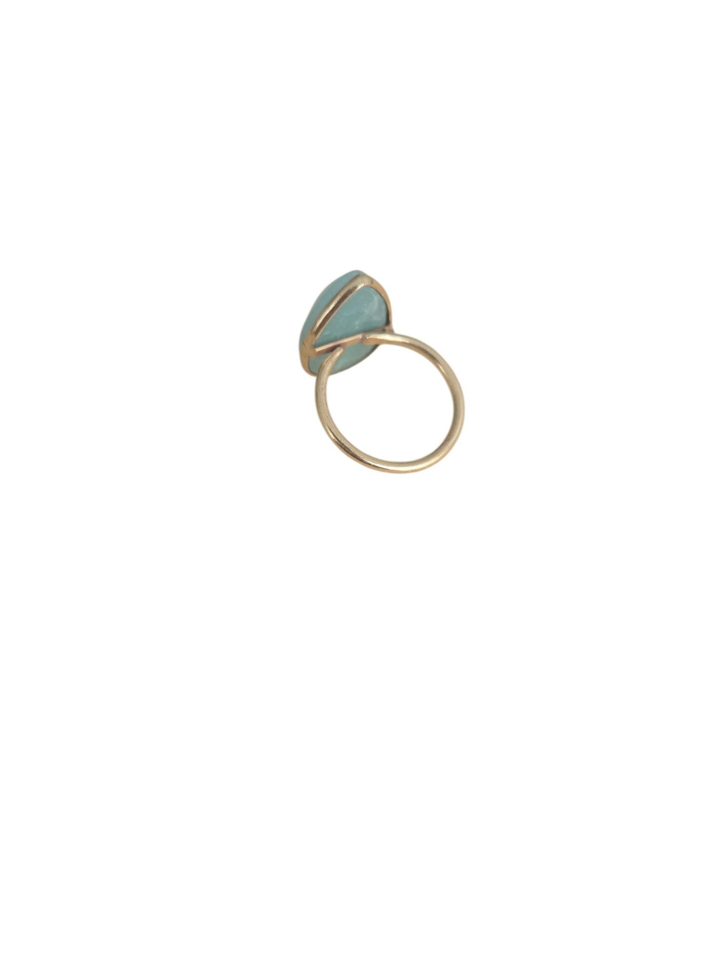 Anello regolabile realizzato in ottone con amazzonite e occhio con pietra di luna centrale. Spedizione Gratuita