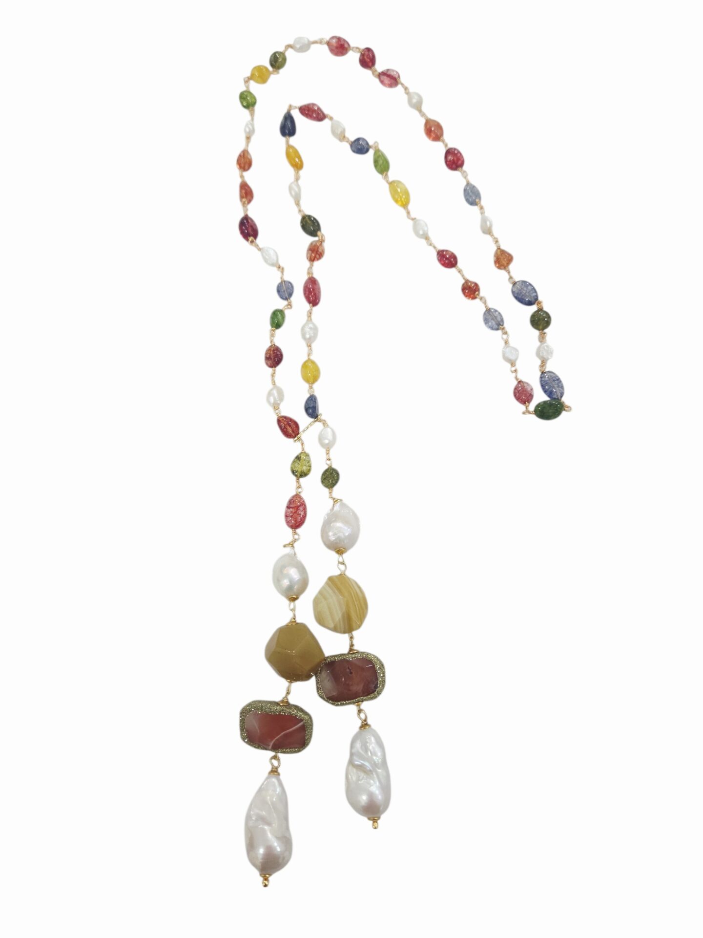Collana lunga realizzata artigianalmente con quarzi multicolore, perle scaramazze, perle di fiume,agata striata e corniola glitterata.
lunghezza collana 74cm
lunghezza pendenti 14cm Spedizione Gratuita Collana lunga realizzata artigianalmente con quarzi multicolore, perle scaramazze, perle di fiume,agata striata e corniola glitterata.
lunghezza collana 74cm
lunghezza pendenti 14cm Spedizione Gratuita