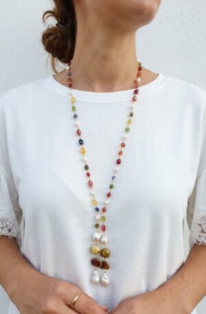 Collana lunga realizzata artigianalmente con quarzi multicolore, perle scaramazze, perle di fiume,agata striata e corniola glitterata.
lunghezza collana 74cm
lunghezza pendenti 14cm Spedizione Gratuita Collana lunga realizzata artigianalmente con quarzi multicolore, perle scaramazze, perle di fiume,agata striata e corniola glitterata.
lunghezza collana 74cm
lunghezza pendenti 14cm Spedizione Gratuita